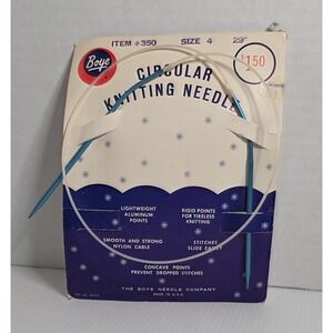 Vintage Boye Size 4 Circular Knitting Needle 29" Carded Packaging Wear
